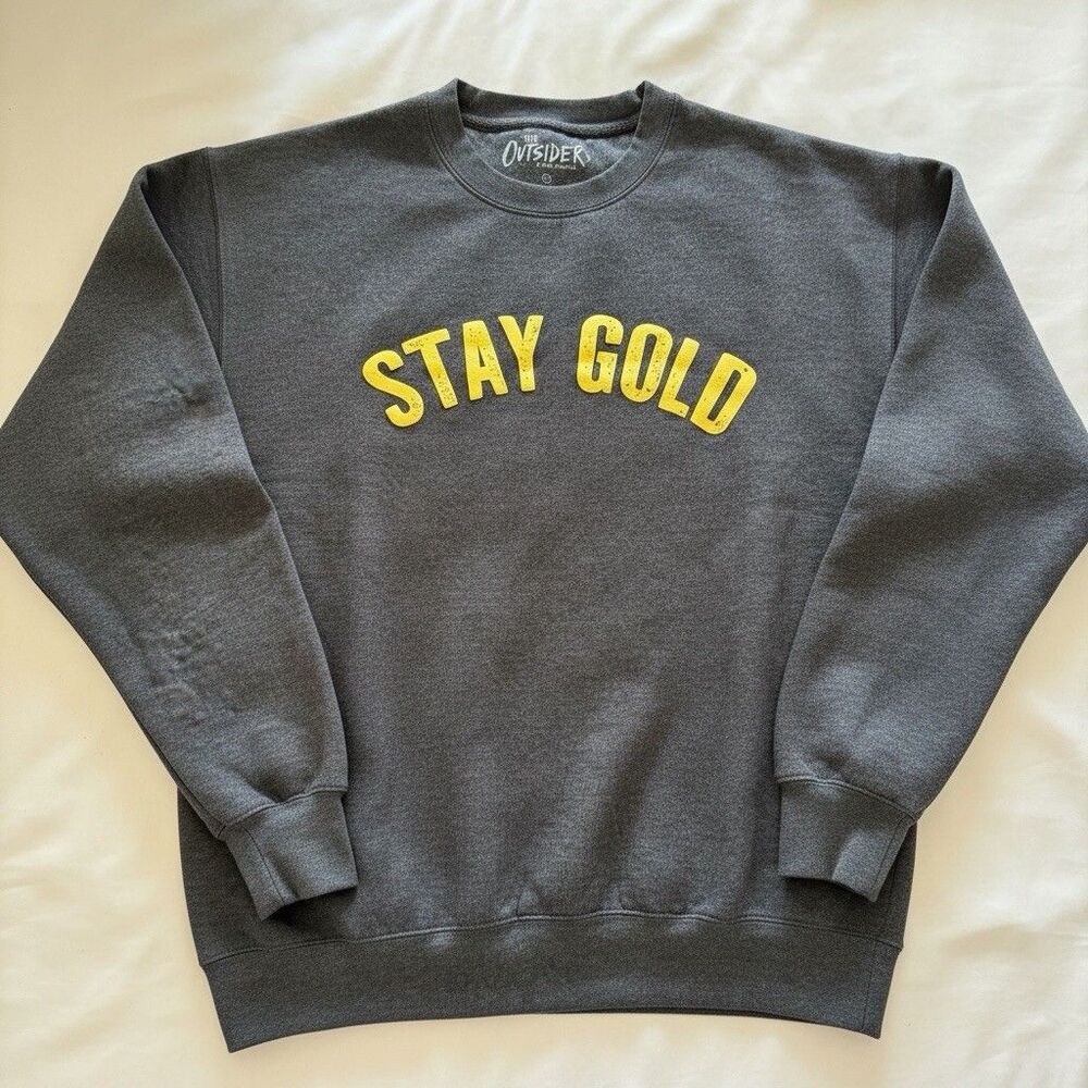 The Outsiders Crewneck Sweatshirt Gray Official Broadway STAY GOLD Size Large